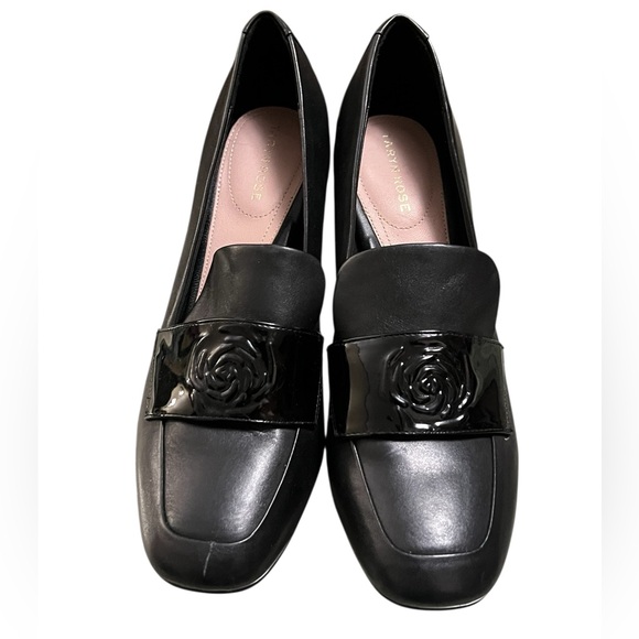 Taryn Rose Hadlee blossom black leather heeled loafers - Picture 2 of 8